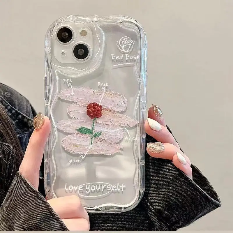 Прозрачный чехол с цветочной цепочкой для iPhone 11 Pro Max 12 Mini 11 Pro 8 7 6 6s Plus XR X XS Max SE 2020, чехол из ТПУ Rose Tulip (art.: 3920d18fa4696) - 3920d18fa4696