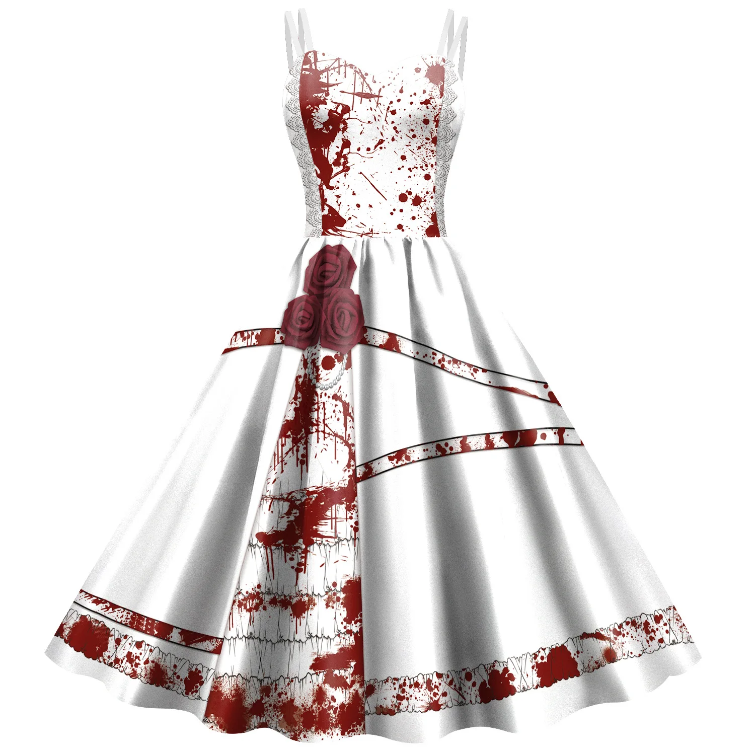 

Color Cosplayer Halloween Cosplay Dresses For Women Fashion V Neck Sexy Sleeveless Sling Dress Ladies Elegant Devil Gothic Dress