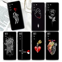 phone case for samsung galaxy s22 s7 s8 s9 s10e s21 s20 fe plus ultra 5g soft silicone case cover cute charged heart witchy capa