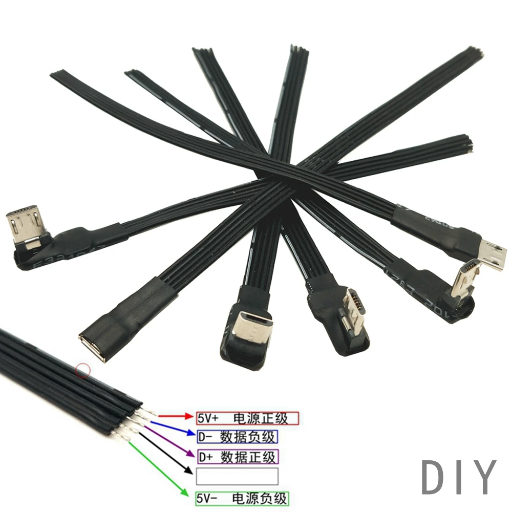 

DIY Micro USB 2.0 A Female Jack Android Interface 4 Pin 5 Pin Male Female Power Data Charging Cable Cord Connector 10CM 20CM 30