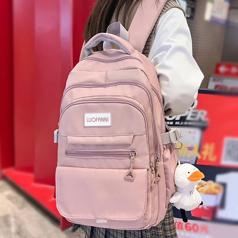 

Модный женский Повседневный Водонепроницаемый Розовый студенческий рюкзак для колледжа, милая дорожная школьная сумка для девочек, Женская нейлоновая сумка для ноутбука, женская сумка для книг, Новинка