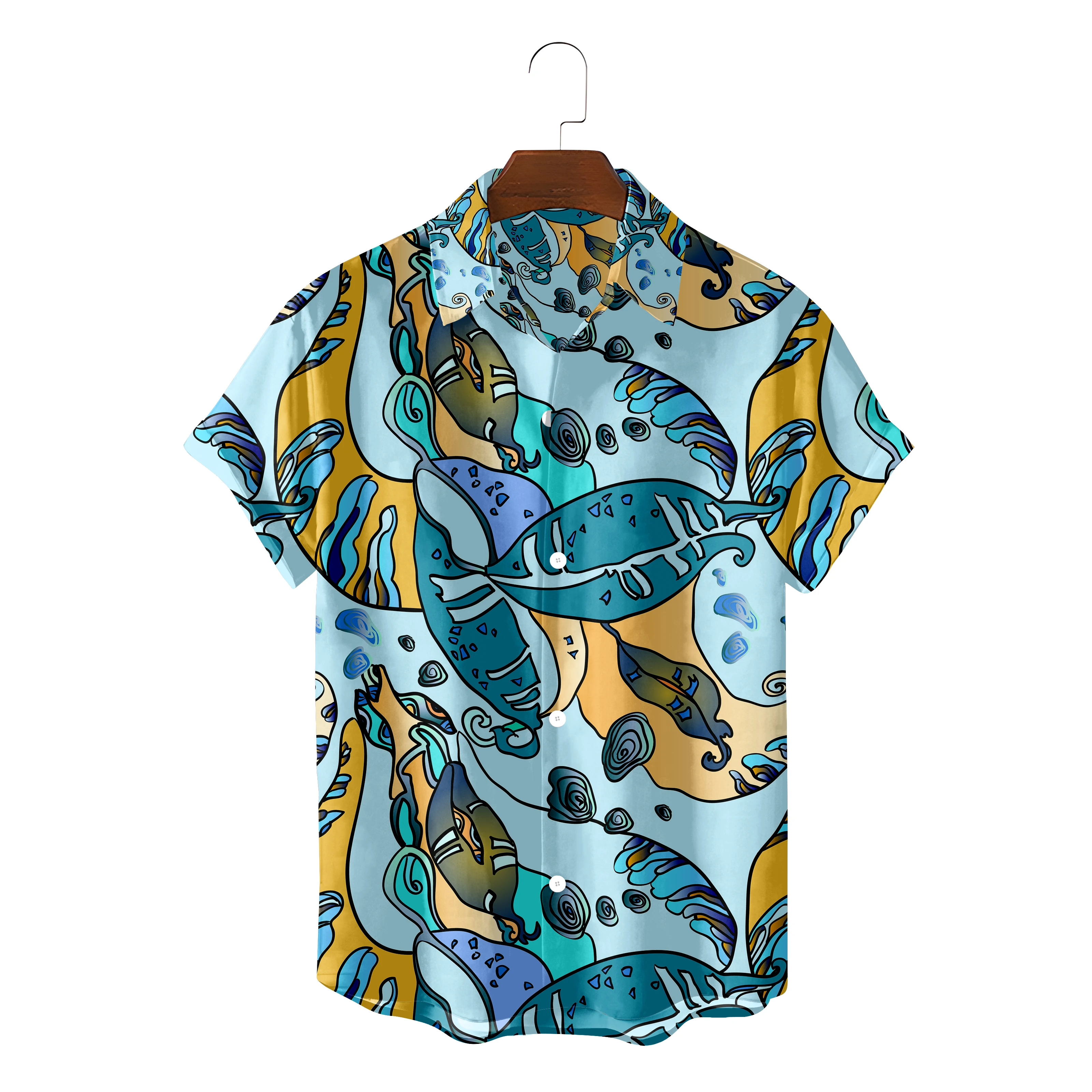 

2022 летние модные мужские Гавайские рубашки с коротким рукавом и пуговицами, кокосовое дерево, принт, Повседневная пляжная рубашка Aloha разме...