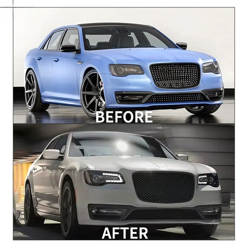 Фото Прочный комплект для рестайлинга кузова Chrysler 300C (2016-2024) в стиле 300S SRT: передний и задний бамперы, боковые пороги для улучшения внешнего вида автомобиля №3