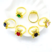 fashion bear zircon rings ladies love bear adjustable rings girls birthday sweet gift jewelry rings