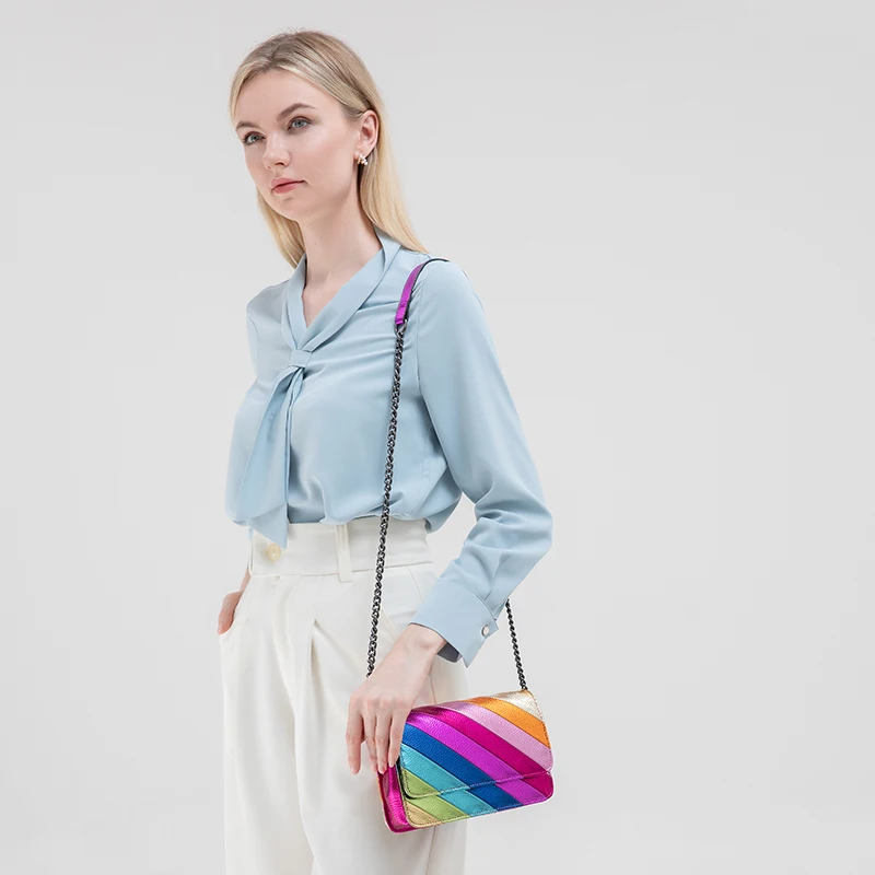 KURT GEIGER LONDON Модельер Женские сумки Радужный лоскутный цвет Сумка через плечо на с