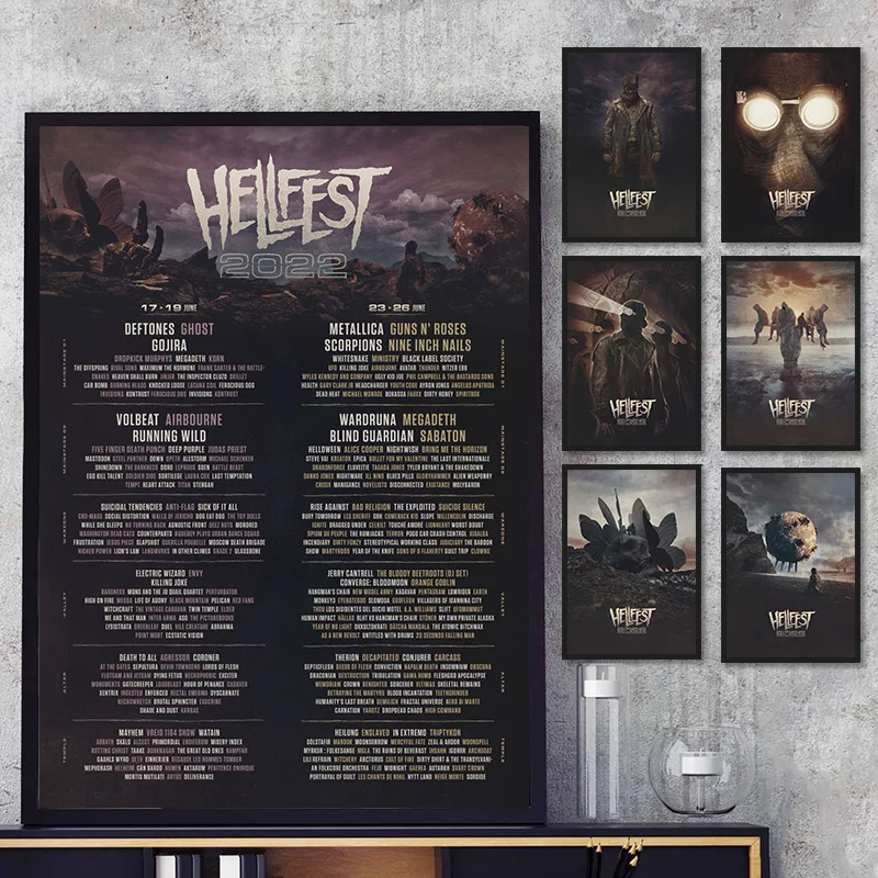 

Hellfest Lineup 2022 Poster Metal Music Festival Wall Art Picture Canvas HD Print Bedroom Mural Home Decoration Painting Cuadros