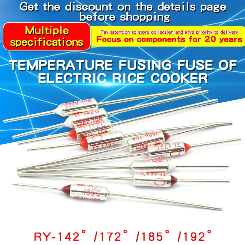 

10Pcs Temperature RY 10A 250V Tf Thermal Fuse 72 85 95 110 115 121 130 135 142 145 157 160 165 167 C Degree