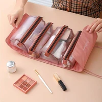 travel cosmetic bag for women foldable mesh make up box bags with zipper beauty toiletry makeup brush lipstick storage organizer