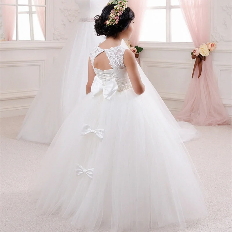 

Beauty Flower Girl Dresses for Wedding Lace Simple Tulle Fluffy Girls Party Gown Pageant First Holy Communion Birthday Dresses