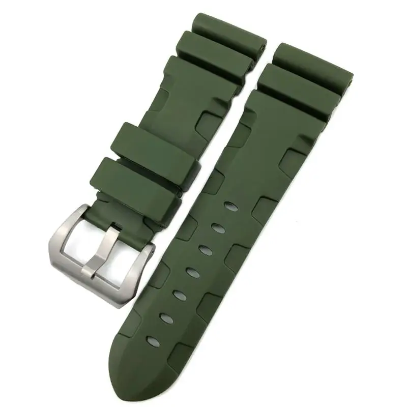 Ремешок NFR резиновый для часов силиконовый браслет погружных Panerai Luminor PAM зеленый