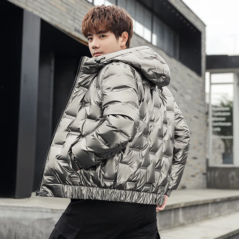Autumn and winter new fashion men's short thin hooded down jacket men's style