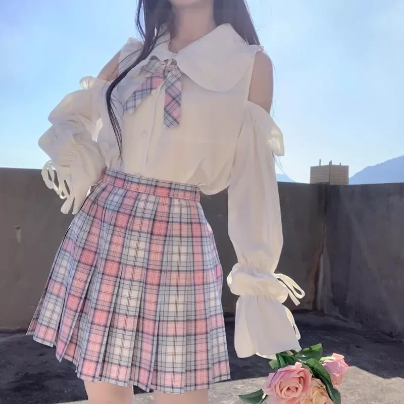 

YBYR Girls Pleated Skirt Harajuka Fashion Kawaii Sweet A-line High Waist Plaid Skirt Female Fashion Student Loose Mini Skirts