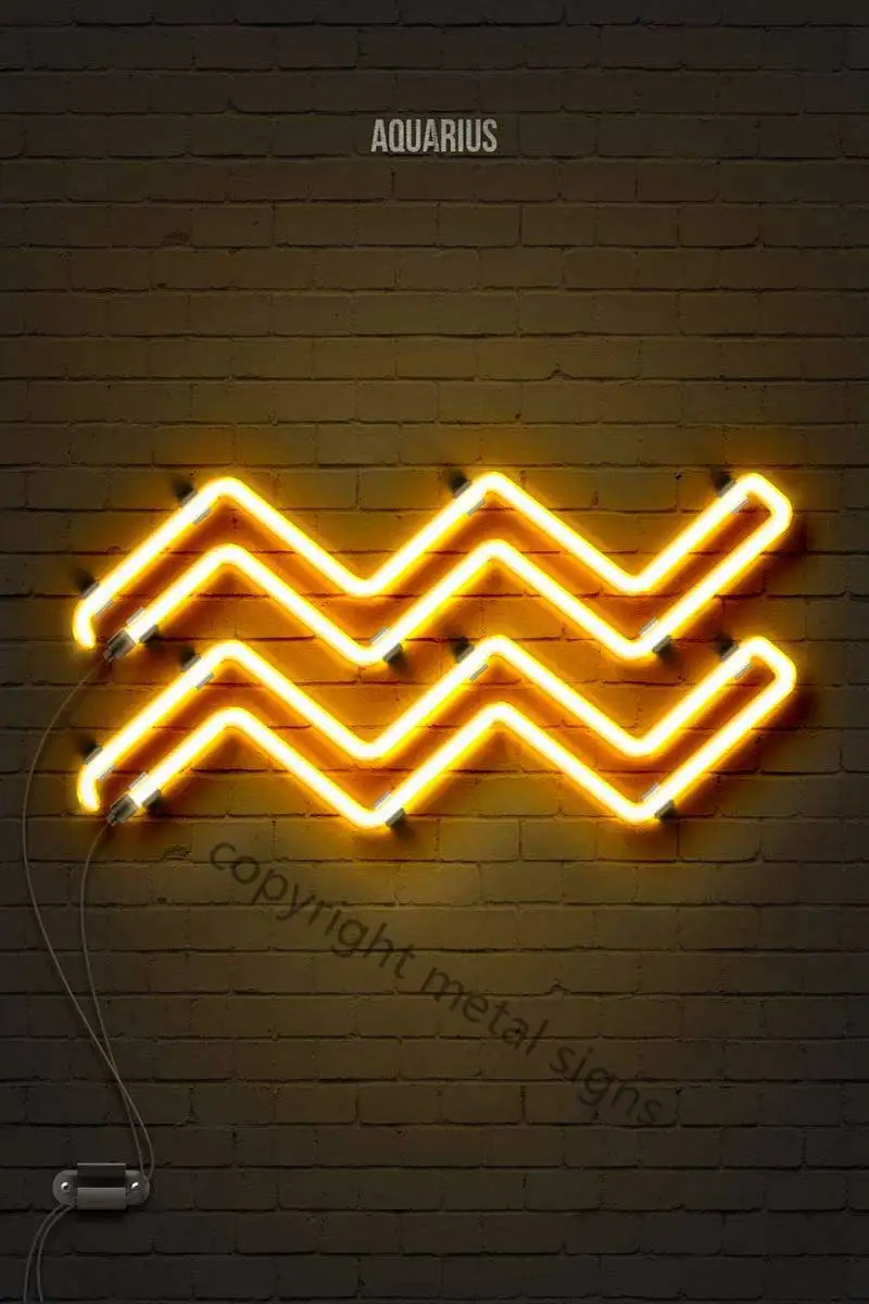 

Aquarius Neon Sign Metal Sign Tin Sign Tin Plates Wall Decor Room Decoration Neon Sign For Home Club Man Cave Cafe Pub