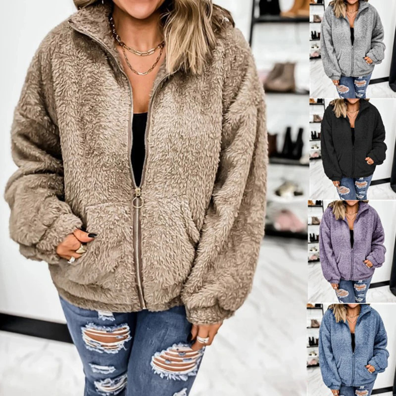 

Autumn Winter Warm Jacket Women Hooded Casual Female Hoodies Sweatershirt Zipper Coat Solid Soft Fleece Women Coat Cardigan