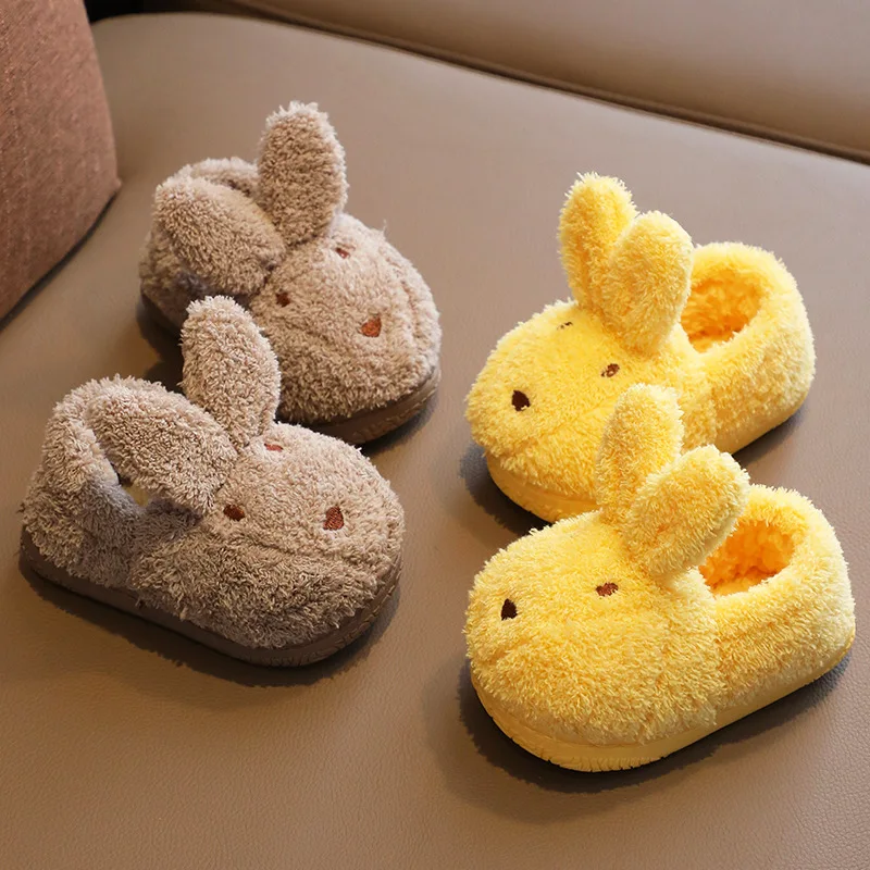 

Winter 2022 Baby Cotton Shoes Cute Animal Slippers Rabbit Ears Boots For Girls Khaki Slippers Warm Fashion Tennis Shoes