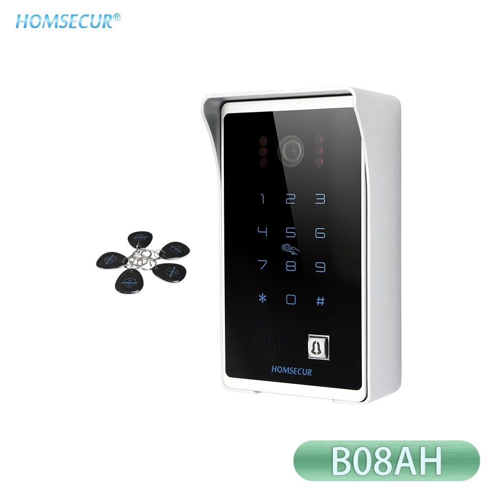 HOMSECUR 4 Core IP65 B08AH HD Doorbell Camera Unit with Password Keypad 1.3MP +5pcs RFID Keyfob For HDK Series Door Phone System