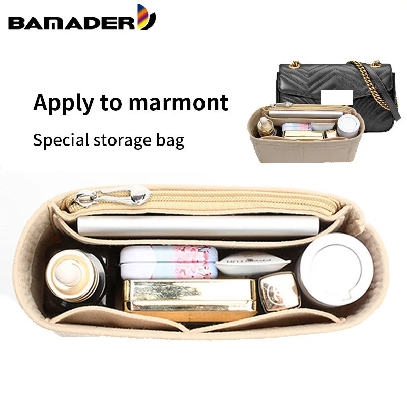 

Сумка для макияжа BAMADER, сумка из войлочной ткани, подкладка для сумки marmont, дорожная вставка, органайзер, Женский косметические сумочки, орга...