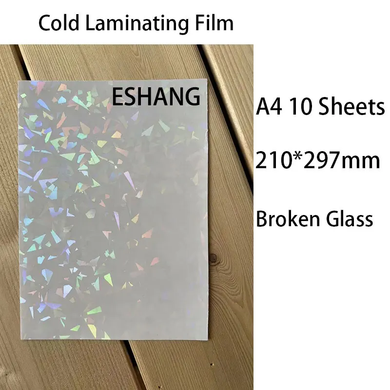 ESHANG 10Sheets Meteor Pattern /Glass Shatter Pattern Cold Lamination Film sheets shiny dots DIY Package Color Card Photo Film