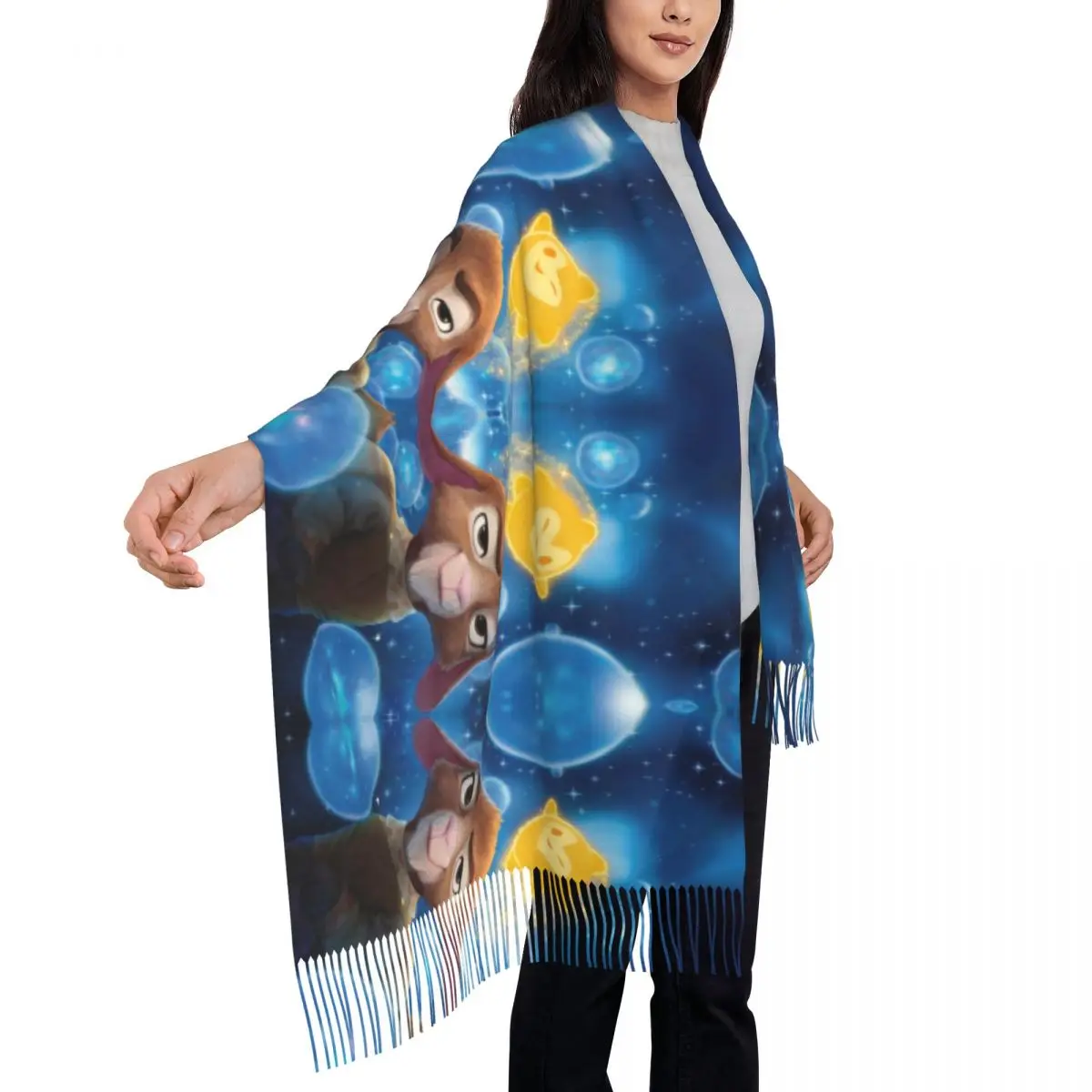 Женская шаль-шарф с кисточками на заказ