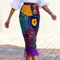 african fashion skirts women summer vintage floral print skirt sexy high waist tassel classy modest elegant retro indie style