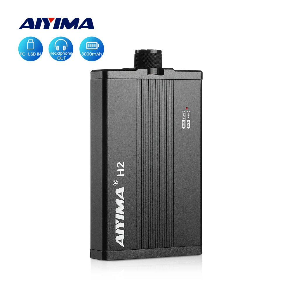 

AIYIMA H2 Portable Headphone Amplifier HiFi Earphone Amplifier DAC PCM 384khz/32bit DSD 256 Decoding AUX Balanced 3.5/4.4MM Outp