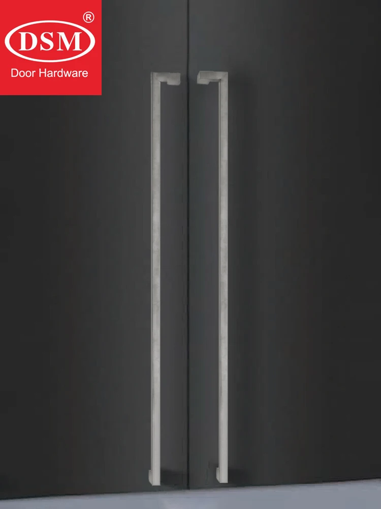 

90 Degree Offset Door Pull Handle SUS304 Stainless Steel Square Tube Frame Wooden Door Handles for Shop/Office/Store PA-167
