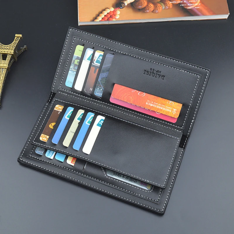 New Hot Men PU Leather Wallets Men's Long Design Causal Purses Male Folding Wallet Coin Card Holders High Quality Slim Money Bag