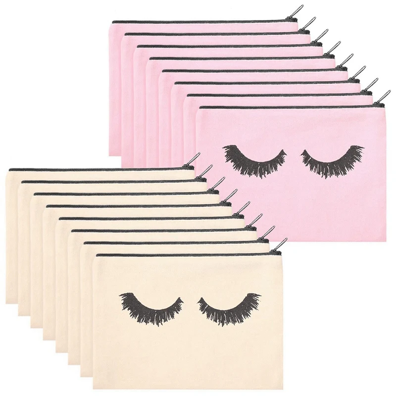 

Холщовая косметичка для ресниц, дорожная сумочка для косметики с молнией для женщин и девочек