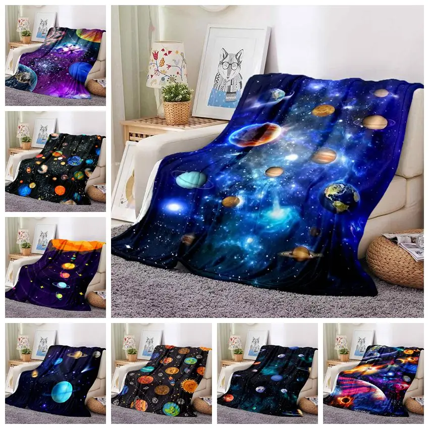

Ультралегкое мягкое фланелевое одеяло в космическую комнату, покрывало с изображением звезд Галактики, для дивана, кровати, кушетки, лучший офисный подарок