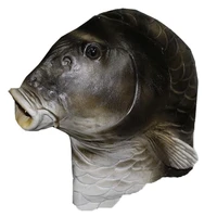 realistic fish mask latex animal head mask gray fish costume headwear masquerade party adult