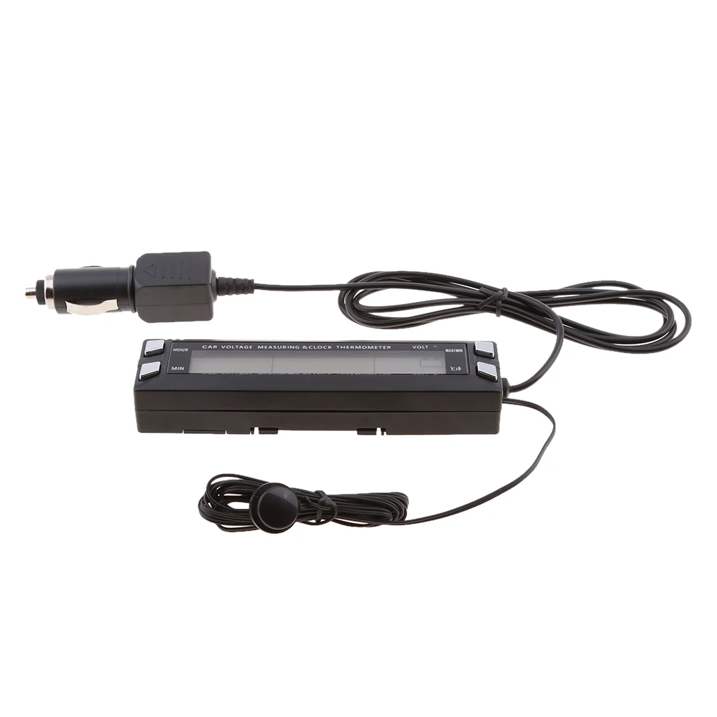 

Car Temperature Gauge 4 In Car Car Clock With Voltmeter Gauge With Two Color Backlight, 130x40x 30mm