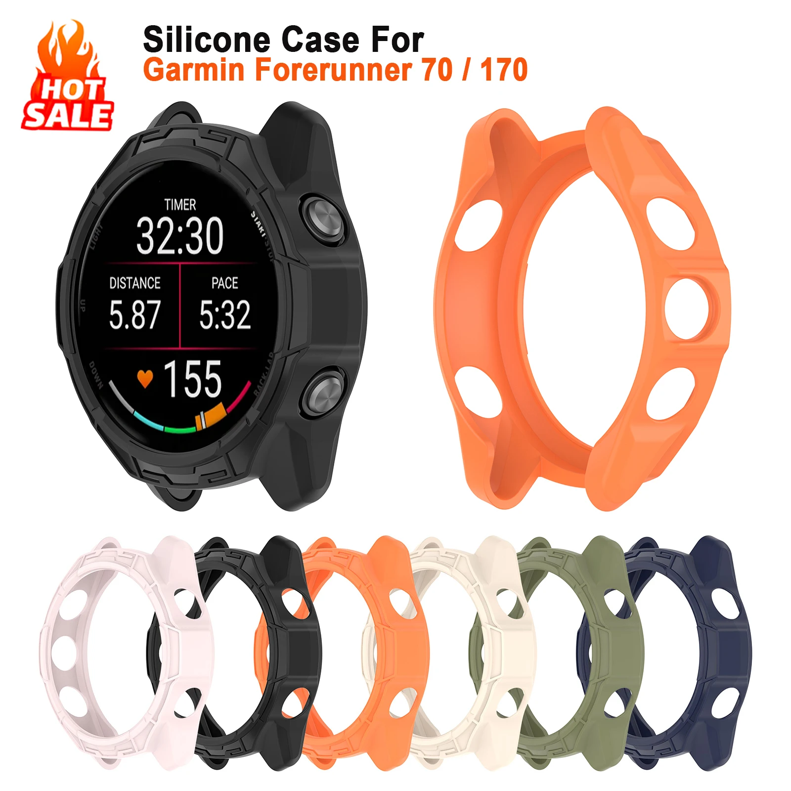Фото Силиконовый чехол для смарт-часов Garmin Forerunner 70, защитная пленка для экрана, универсальный бампер для Garmin Forerunner 170, аксессуары для чехлов №1