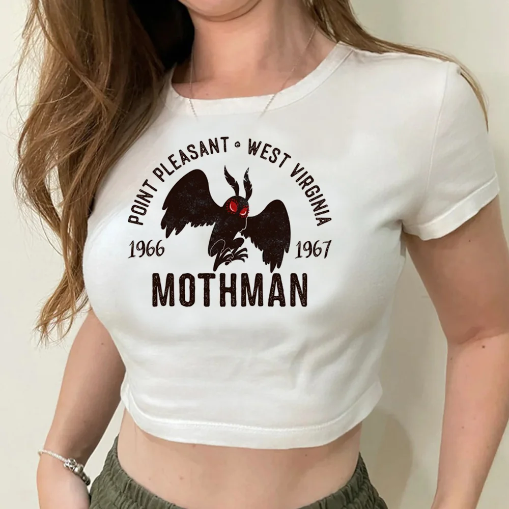 

Mothman trashy graphic Готический кроп-топ, женская уличная одежда kawai, винтажная сказочная фотография