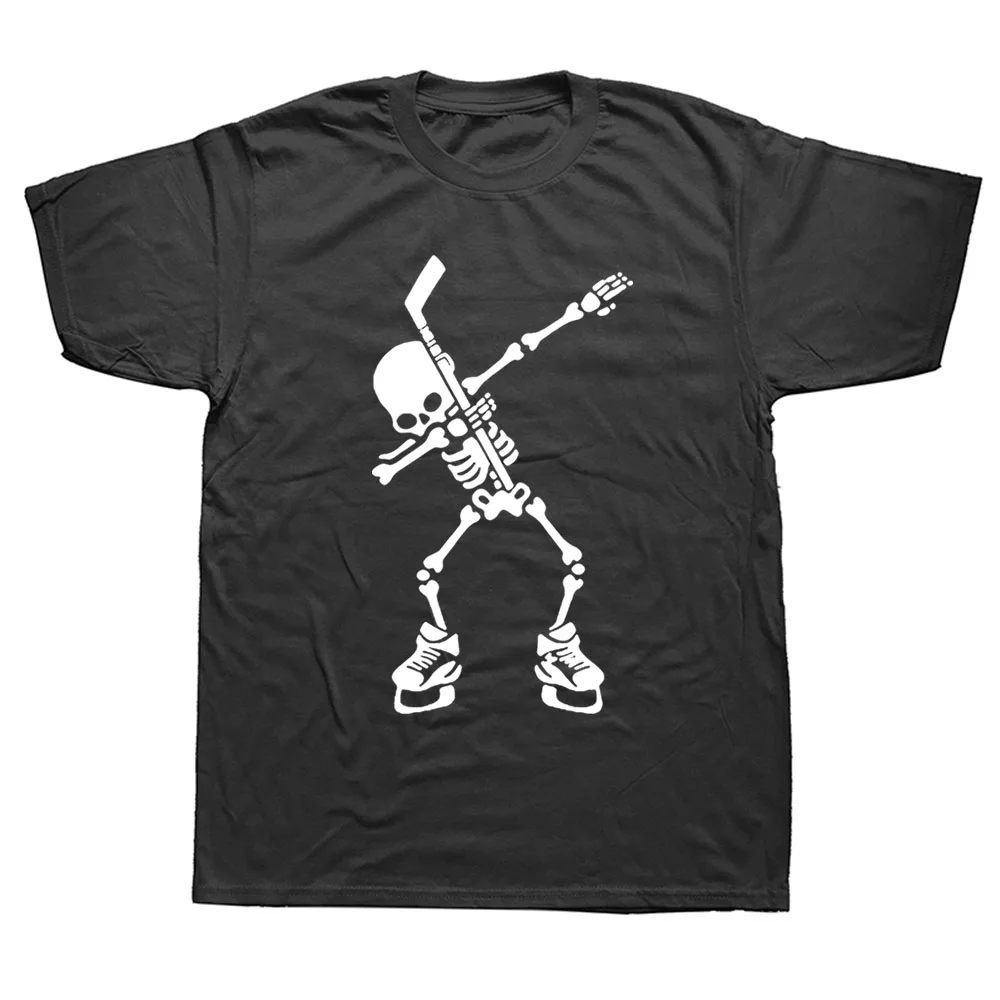 

Funny Hockeyer Skeleton Dabbing T-Shirt New Fashion Halloween Dab Dance Sports T Shirts Top Tee Fashion Cotton