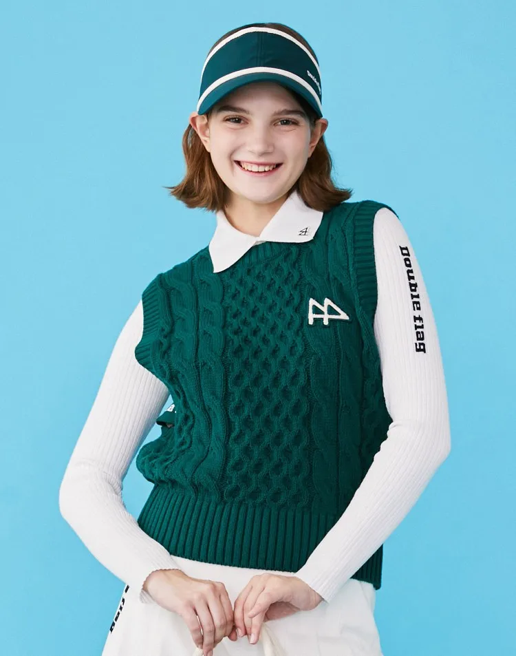 

Thick age-reducing Korean version of the college style thick knitted vest to keep warm golf clothing women's sports
