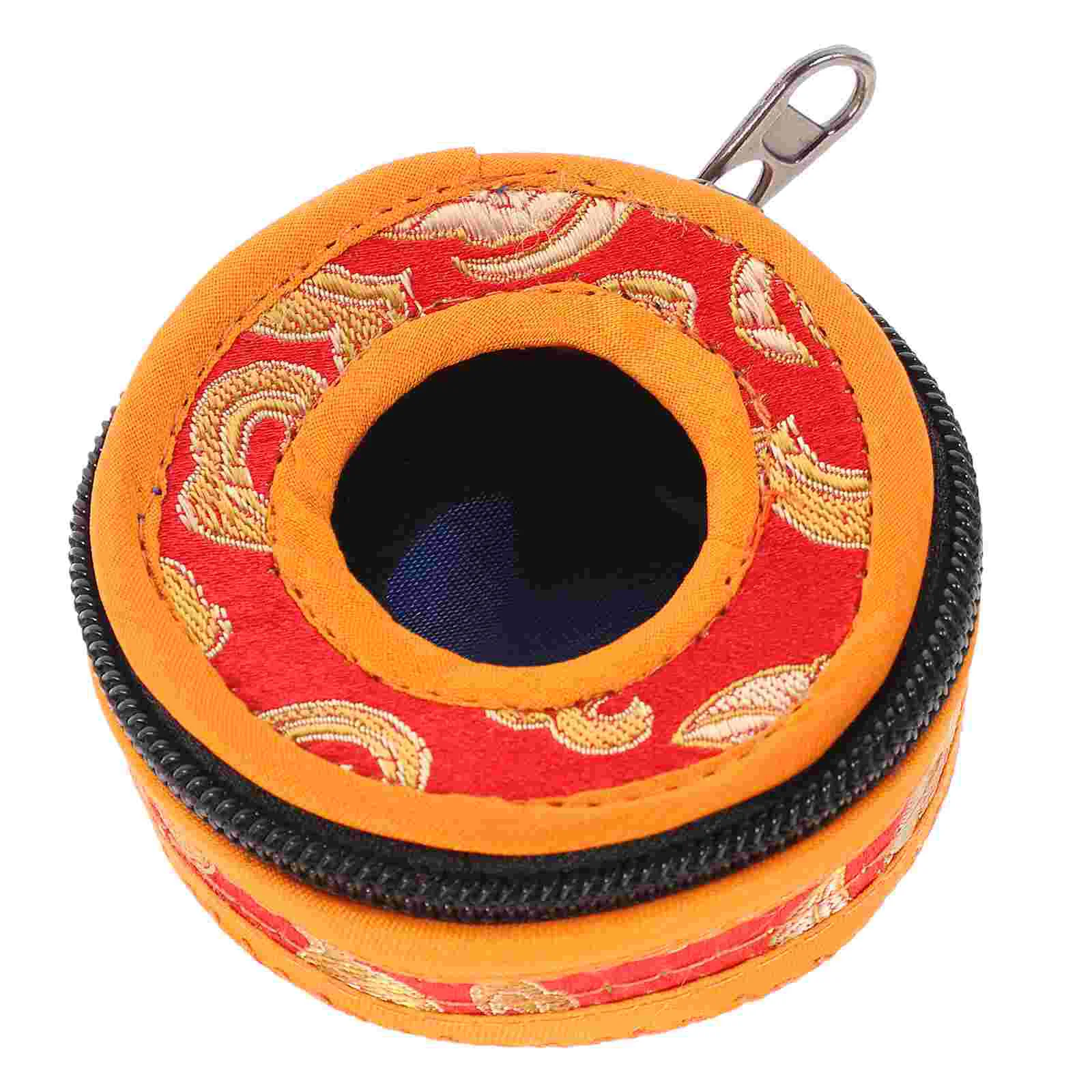 

Bowl Tibetan Storage Bell Sound Embroidered Meditation Kit Box Cotton Cloth Singing Mini Container Round Holder