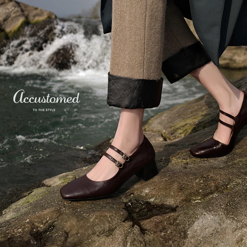 Женские туфли-лодочки из овчины женские туфли Мэри Джейн во французском стиле с