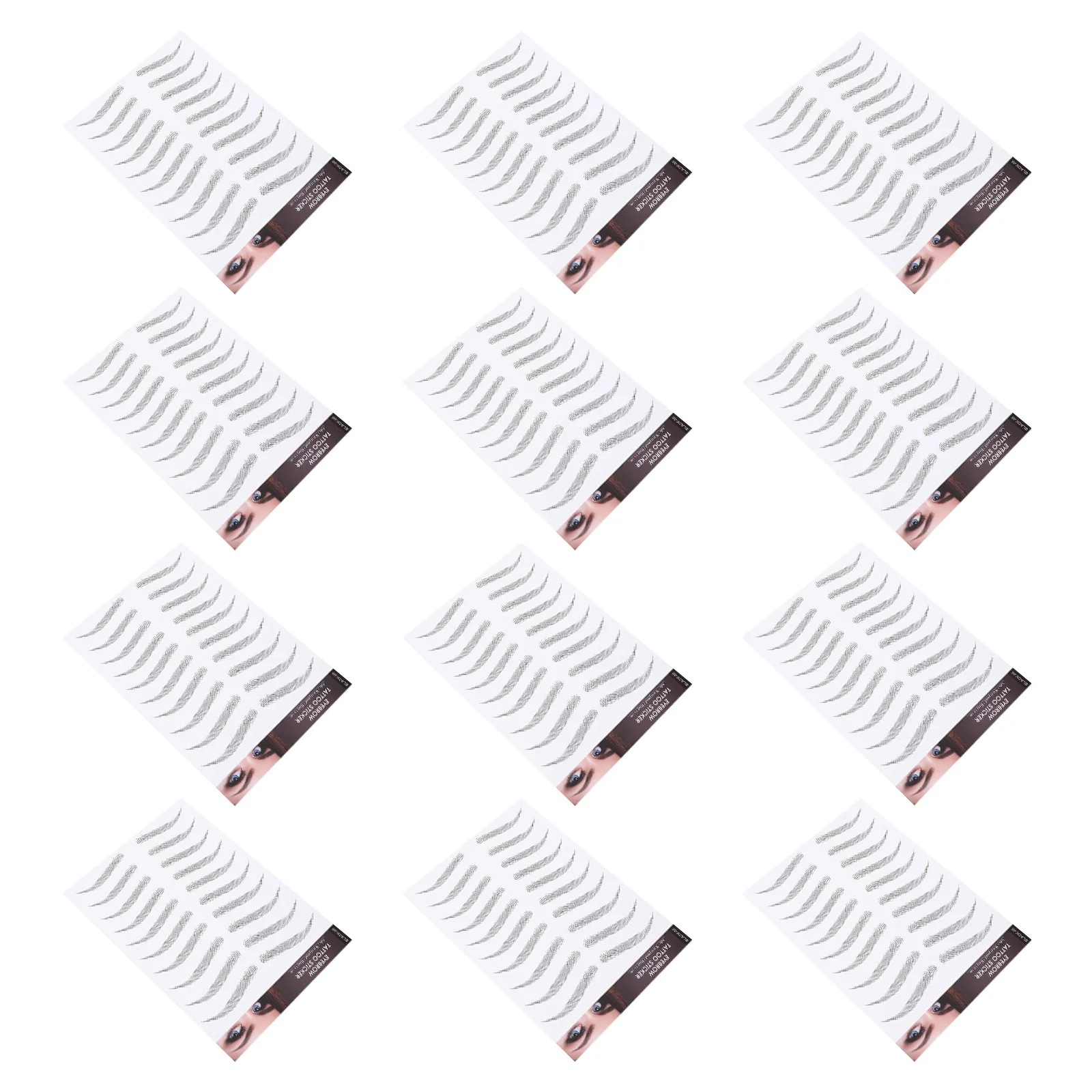 

12 Sheets Waterproof Eyebrow Stickers Imitation Tool Transfer False Eyebrows Cosmetics