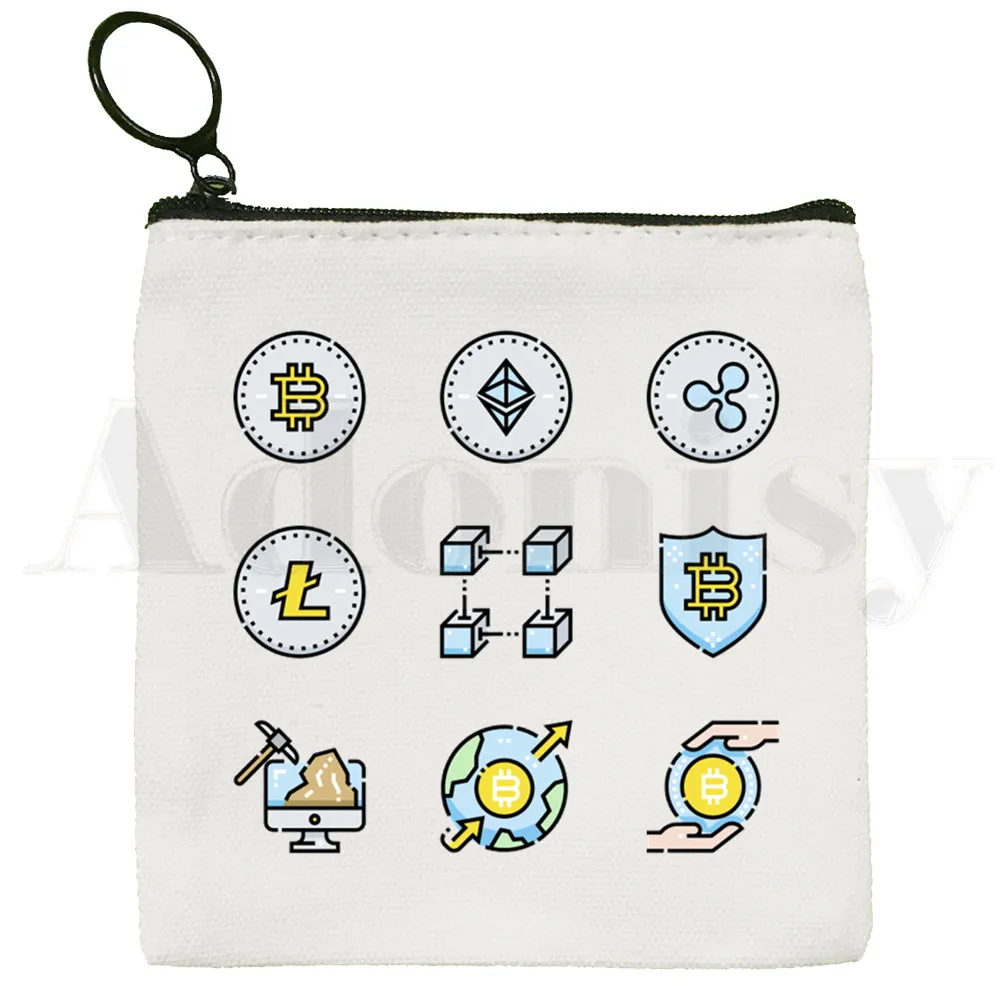 Crypto Cryptocurrency Bitcoin Blockchain BTC Bag Coin Purse Storage Small Bag Card Bag Key Bag Coin Clutch Bag Zipper Key Bag