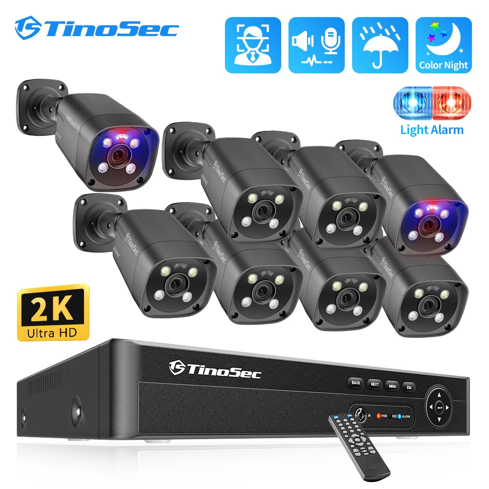 IP-камера системы безопасности TinoSec H.265 8 каналов NVR 4 МП уличная цилиндрическая