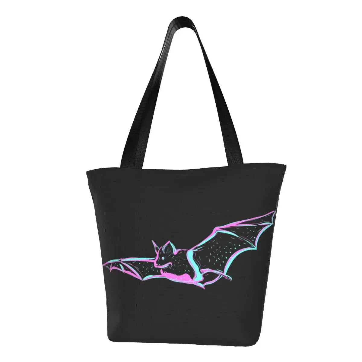 

Неоновая сумка-шоппер в виде летучей мыши, сумка на плечо с летящим флуоресцентным рисунком в виде животного, Студенческая Новинка, тканевые женские сумки для работы