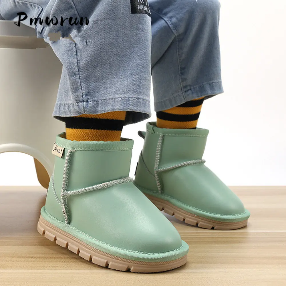 Children Snow Boots Winter Warm Flat Non Slip Cotton Shoes Kid Casual Daily Short Boots Shoes Fashion Student Plush Padded Boots