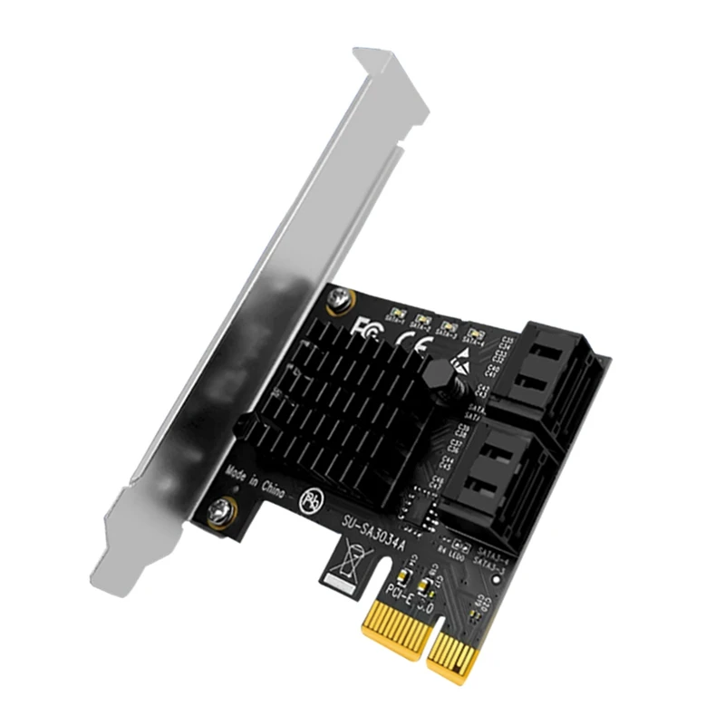 

PCIE To SATA3.0 Riser Card PCI-E To 4 Port SATA3.0 Adapter Card 6Gbps IPFS SSD Adapter Expansion Card