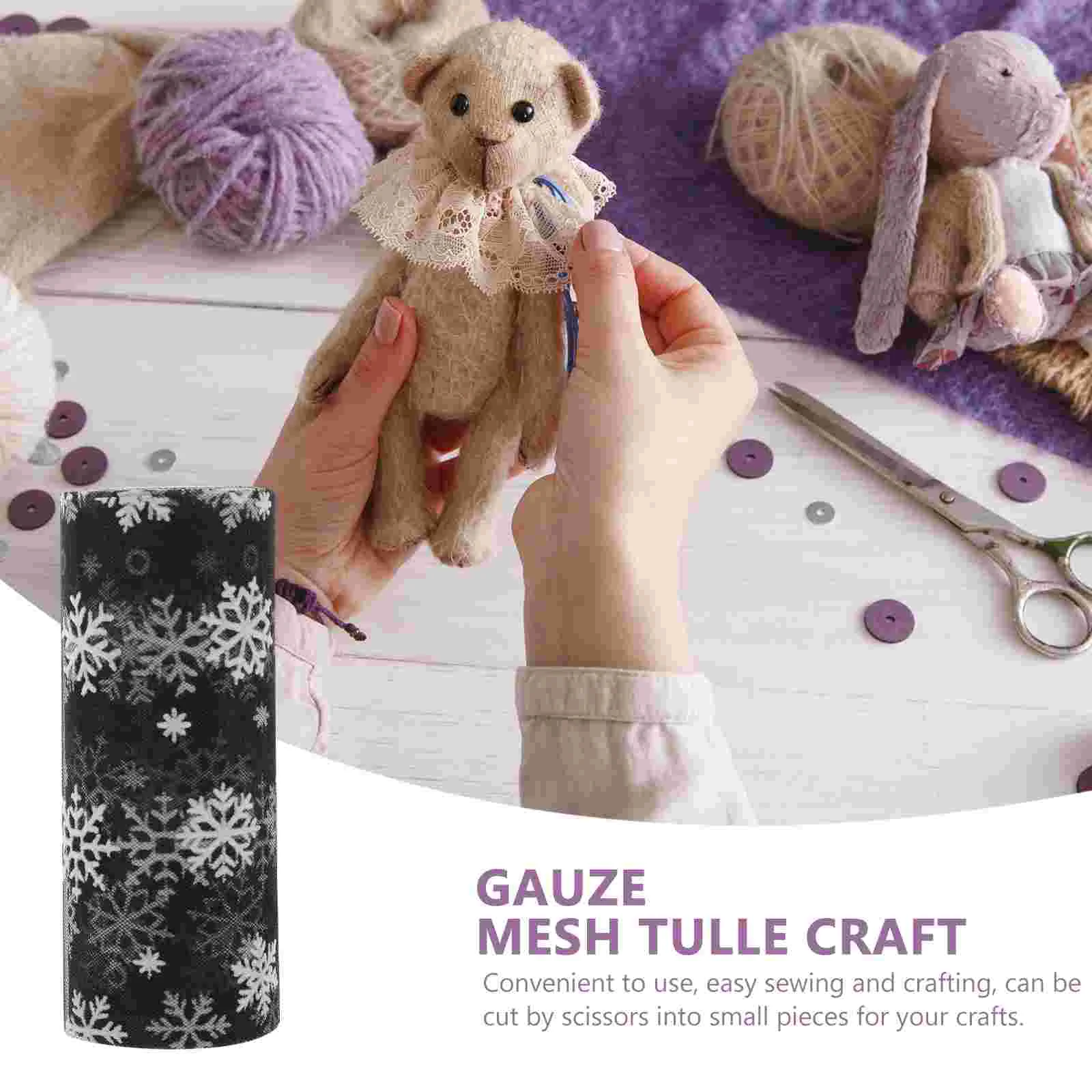 15 см 10 ярдов Рождественская снежинка Тюлевый рулон Блестящая марлевая лента из