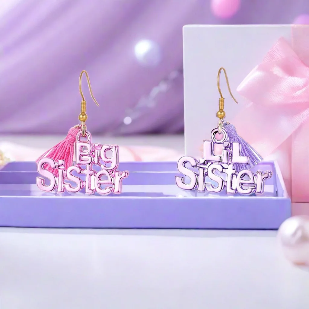 2 шт. цветные висячие серьги с алфавитами Big Sister Lil для женщин ювелирные изделия