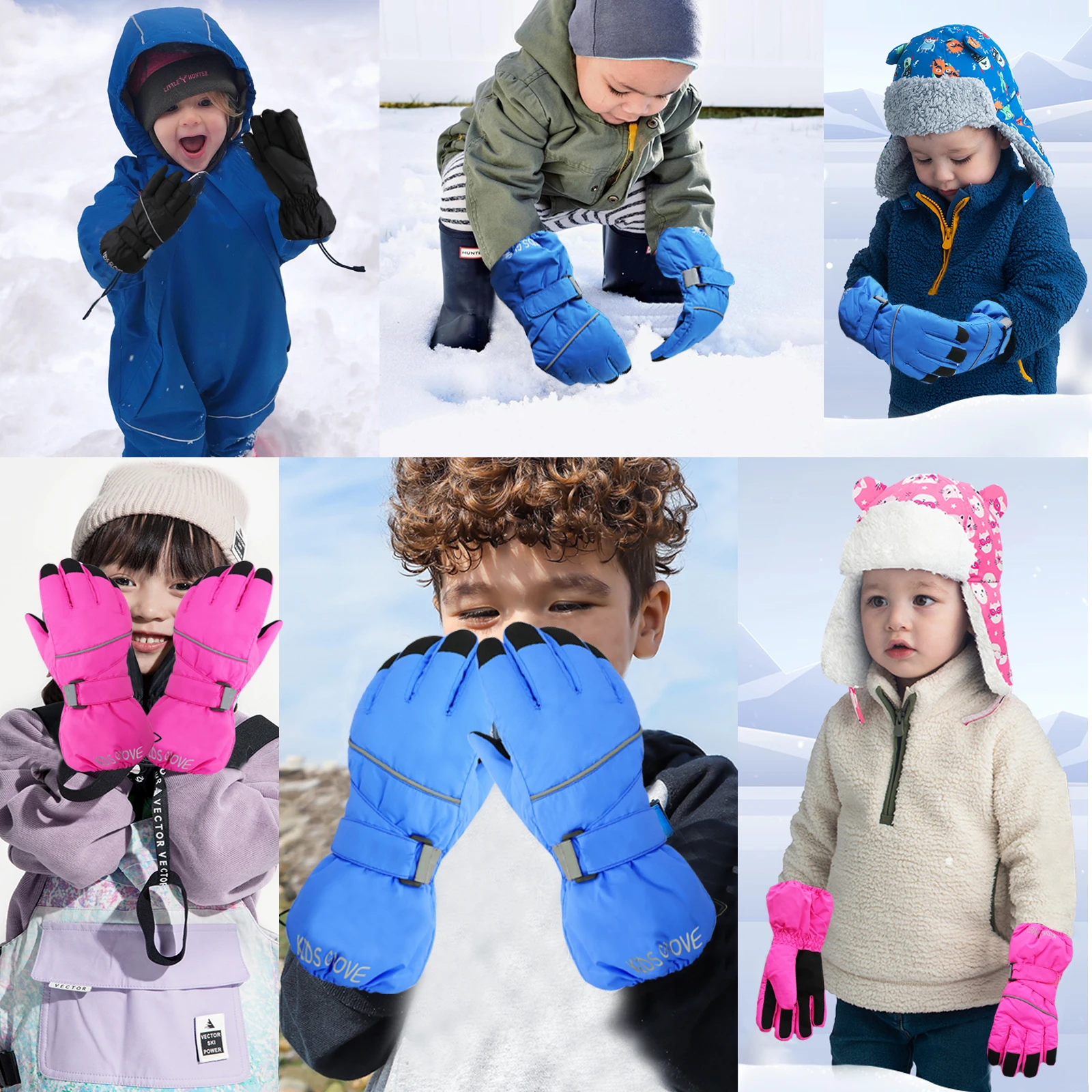 Boys Girls Winter Gloves Kids Mittens Waterproof Ski Snow Kid Mitts Cold Weather Snowboarding Sking Sport Outdoor Drop Shipping