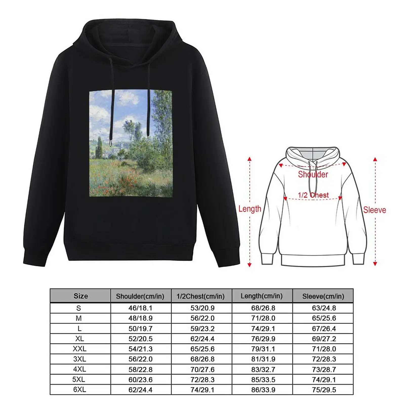 Claude Monet - View of Vétheuil (Vue de Vétheuil) (1880) Пуловер с капюшоном осенние новинки рубашка