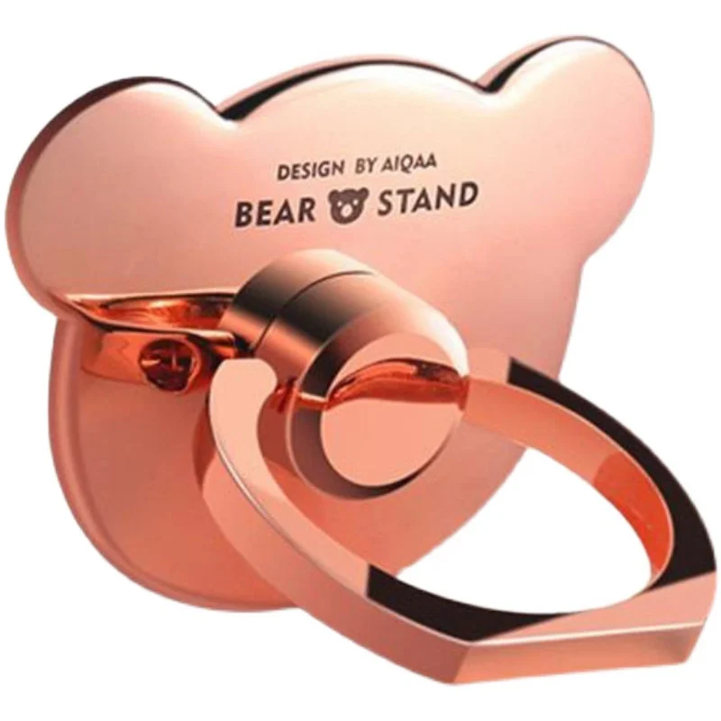 

Full Metal Bear Head Mobile Phone Holder 360 Degree Rotation Universal Ring Buckle Xiaomi Huawei OPPO Lazy Phone Holder Stand