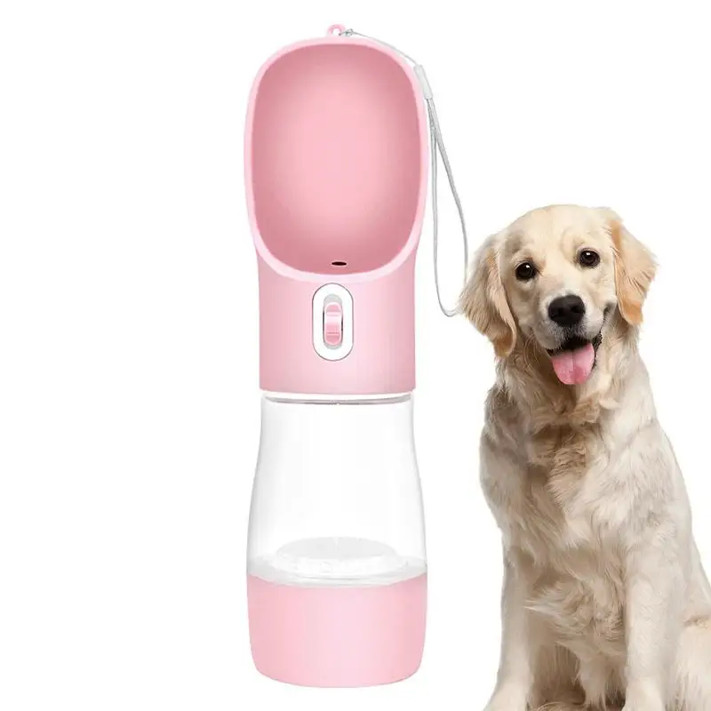 

Portable Dog Water Bowl Leak-Proof Pet Drinking Bottle Dog Travel Accessories With Food Storage & Lanyard For Camping Running