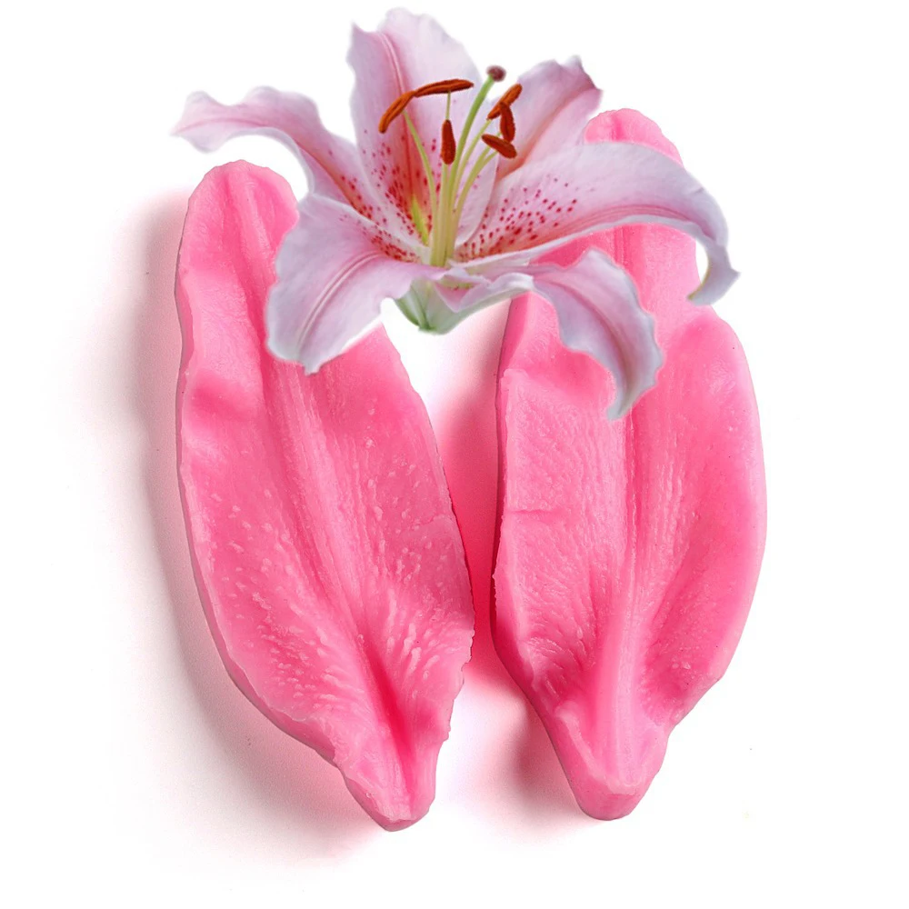 

2Pcs Lily Flower Petal Silicone Molds Embosser Chocolate Sugarcraft Cookie Fondant Moulds Cake Decoration Tools Kitchen Bakeware